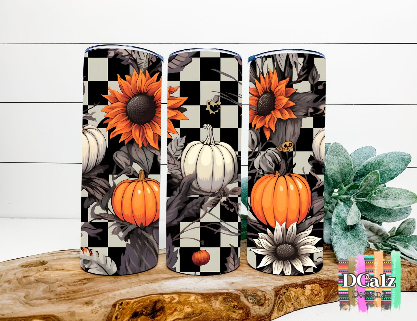 20 oz Stainless Steel - Checkered Pumpkin