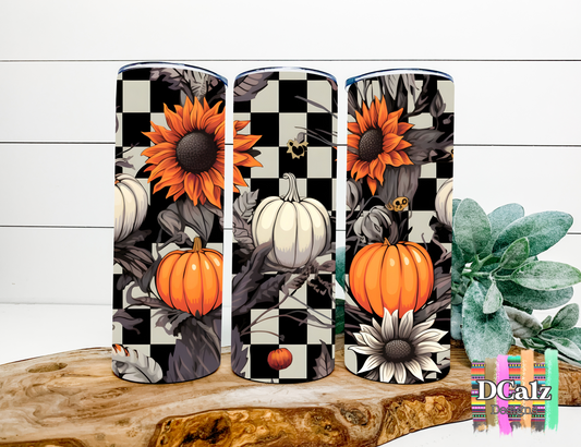 20 oz Stainless Steel - Checkered Pumpkin