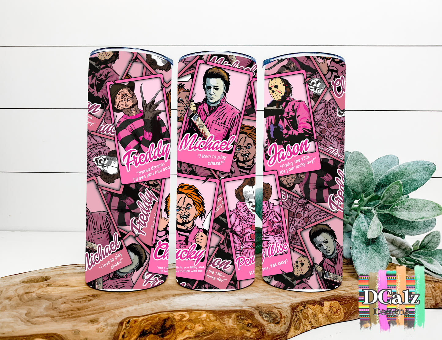 20 oz Stainless Steel - Horror Characters in Pink