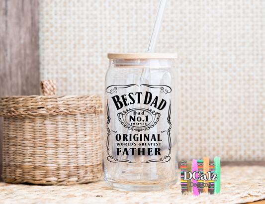 16 oz Glass Can - Best Dad